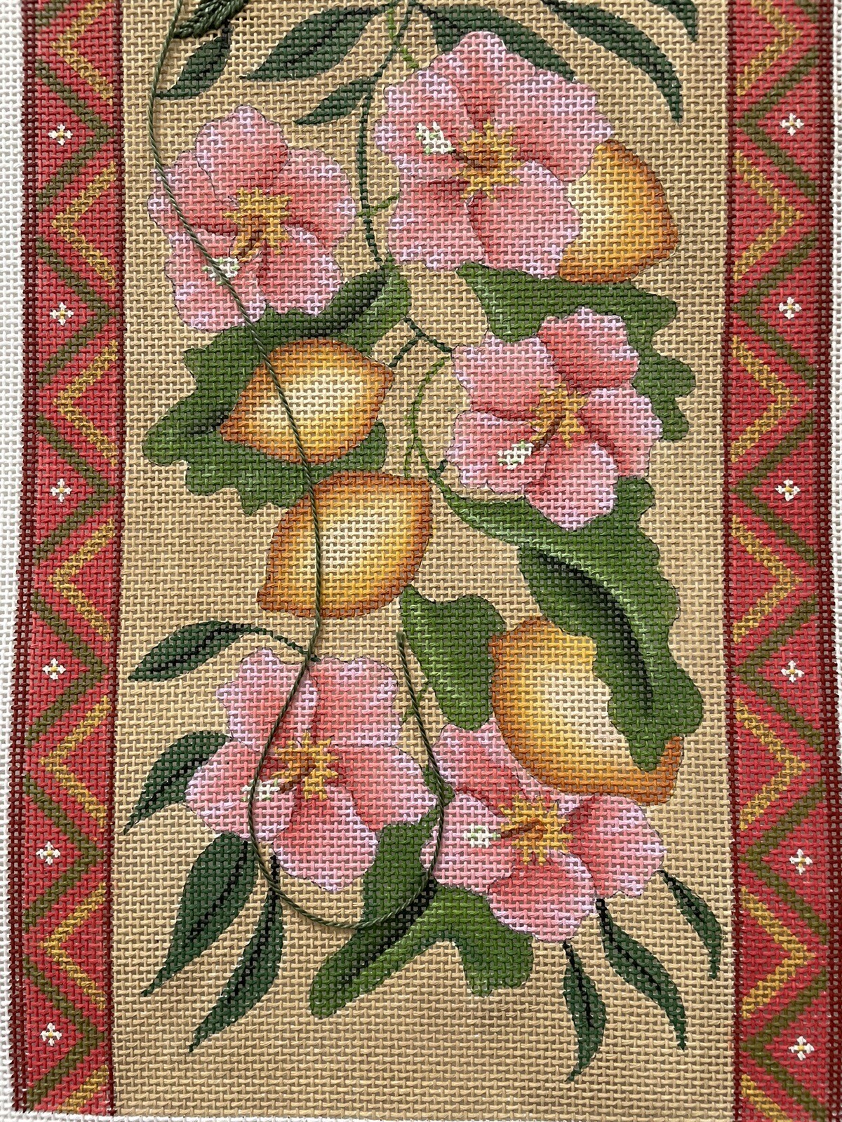 Floral & Lemon Needlepoint Canvas Table runner eBay