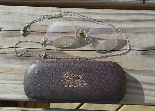 Antique Spectacles on Chain in Case