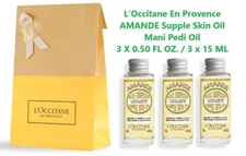 3 PC L'Occitane En Provence Amande Supple Skin Oil 3 X 0.50 oz New in Bag