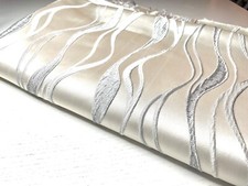 56 wide cream upholstery fabric with Blueish Gray Cream Wavy Stripes - 2 PCs