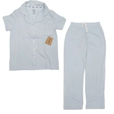 Born Sleepwear Jersey Seeksucker Short Sleeve Pant Set Blue Size L BO32139AS-BL