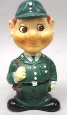 1960's Alps windup FOREIGN POLICEMAN or SOLDIER  vibrating bobble head WORKS