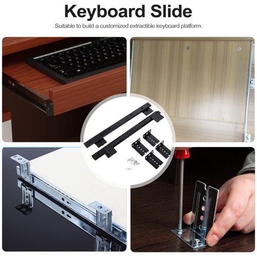 3 Pairs Schreibtisch Schiene Schubladenschienen Führung Tastaturhalterung - Bild 4 von 12