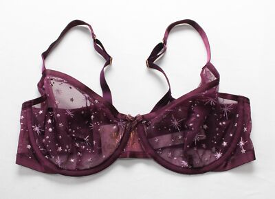 Savage X Fenty Women's Puff Stars Unlined Demi Bra DM3 Purple Size 38DDD NWT