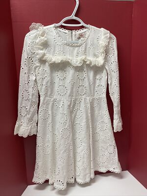 chinese dress ladies Ellie Long Sleeve Girls White Dress – A Little Lacey main image 0