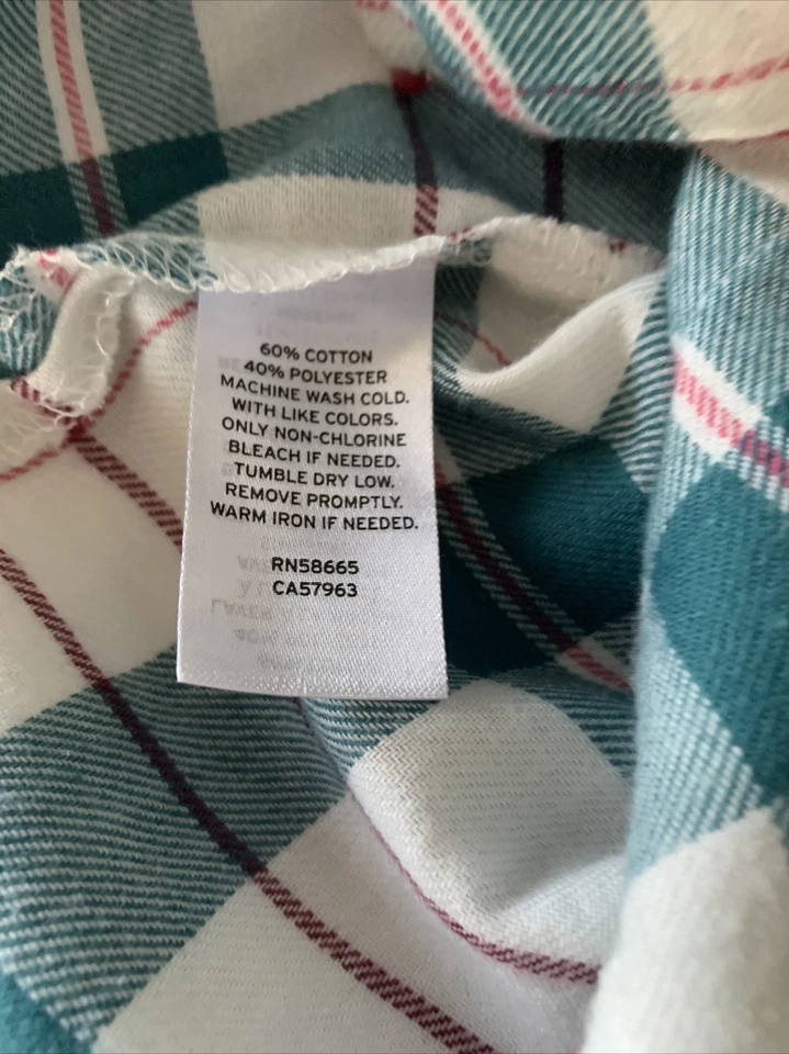 NUEVO SIN ETIQUETAS HACER MODELO Pijama a Cuadros Verde Blanco PJ Prendas para Dormir Camisa Franela Pequeña Foto 4 de 4