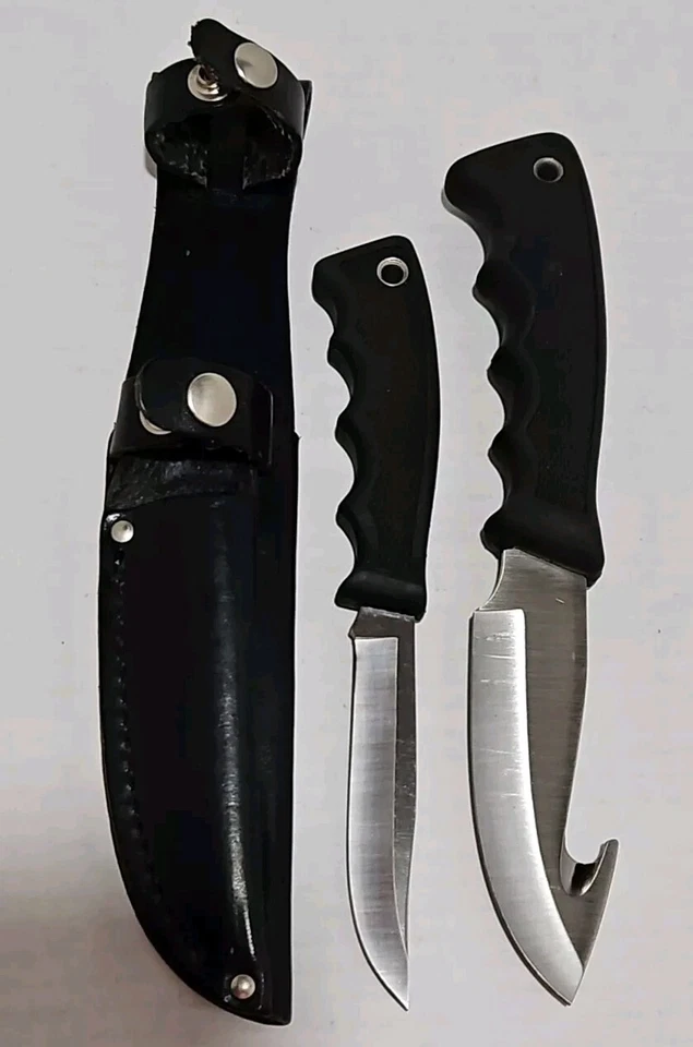 Juego doble Western + cuchillo de hoja fija R18 y R2 mango de goma negro y funda LTH Foto 3 de 4