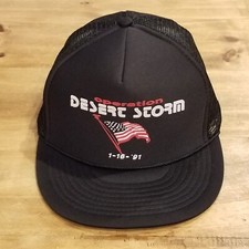 Vintage Operation Desert Storm Hat Cap SnapBack Black Trucker Foam Mesh Military