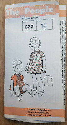 Vintage The People Schnittmuster C22 Mädchen Kleid Strampler Größe 11/2