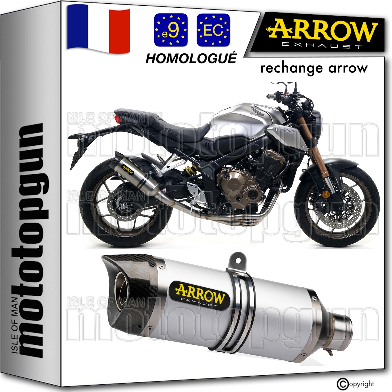 Silencieux Arrow Thunder titane homologue CE pour optimiser la Honda CB650R 2019
