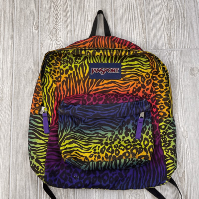 Vintage 90s Jansport Leopard and Zebra Print Retro Backpack Adults Kids