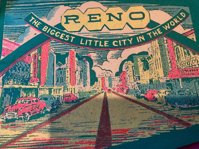 VINTAGE RENO NEVADA NV PENNANT The Biggest Little City in