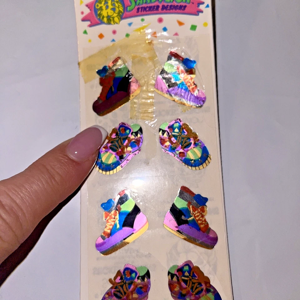 Винтажные разноцветные кроссовки Sandylion майлар 1980-е туфли металлический кий восьмидесятые - Изображение 4 из 4