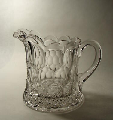 EAPG Steimer Glass Diamond aka Chickenwire, Radiant, Sawtooth Honeycomb Creamer