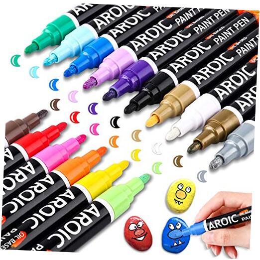 AROIC Paint Pens Paint Markers colors Oil-Based Waterproof Paint Marker Pen 16