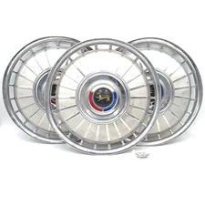 Ford 1961-63 Fairlane Galaxie OEM Vintage 14" Wheel Hub Cap Silver (Set of 3)