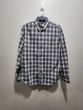 Banana Republic Soft Wash Men's Plaid Button Down Shirt- Gray  Blue- Size M