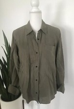 A.L.C. Women's Khaki Green Long Sleeve Blouse Made In USA Size M