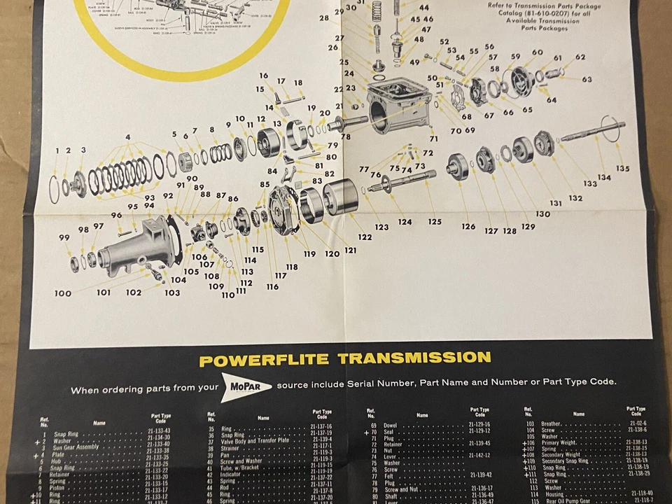 Póster de concesionario de transmisión Mopar Powerflite 1961 Chrysler Plymouth Dodge de colección Foto 3 de 4
