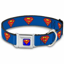 Superman Logo Blue Seatbelt Buckle Dog Collar