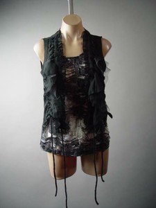 black ruffle vest top