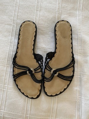 Cole Haan Black Leather NikeAir Sandals Slip on Flats Slides  display picture 1