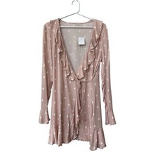 Urban Outfitters Polka Dot Mini Wrap Dress Size M Pink White Girly Boho Chic NEW