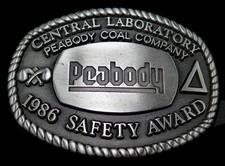 Peabody Coal Company Central Laboratory 1986 Vintage Belt Buckle