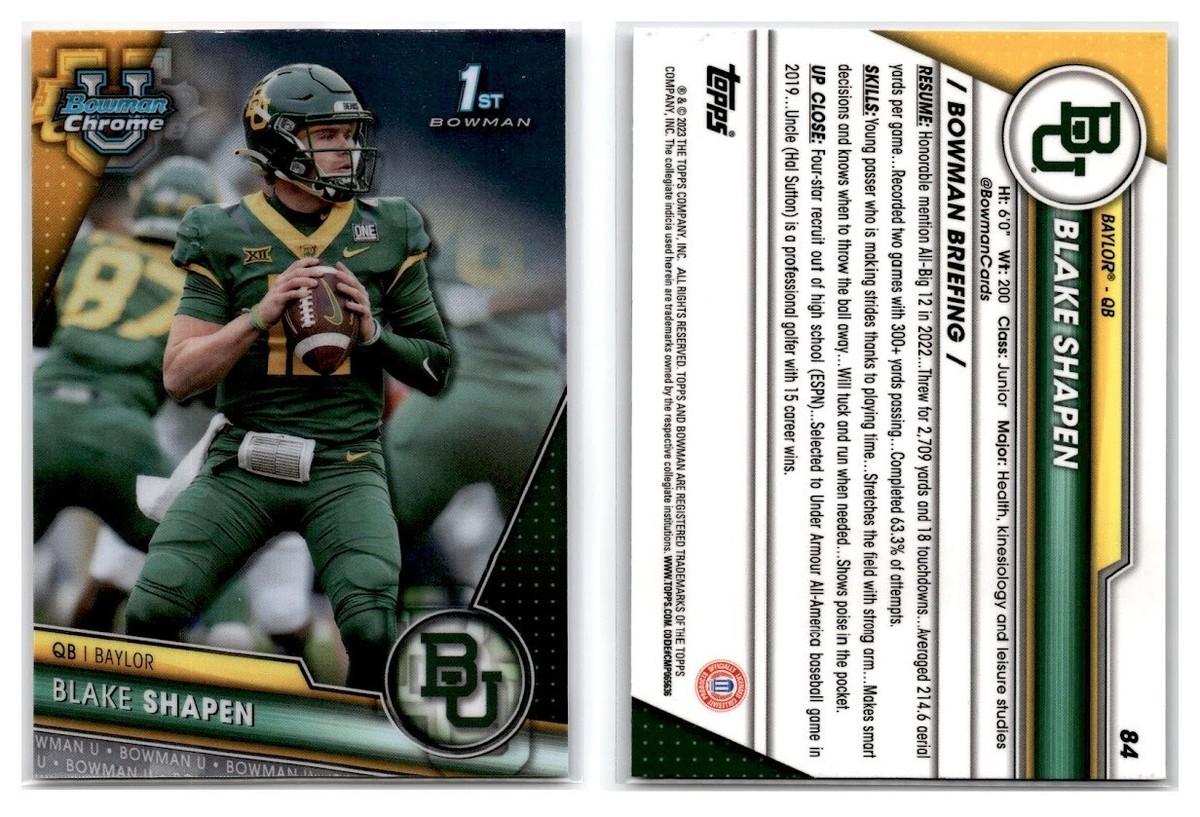 2023 Bowman Chrome U Blake Shapen 1st Bowman Base #84 - Baylor | eBay