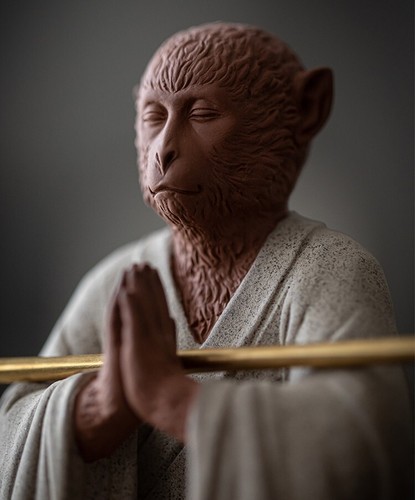 Mono de arena chino Zi Sha Rey Sol Wukong Buda Estatua Escultura popular Decoración Zen - Imagen 5 de 5