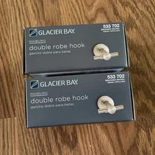 2PK GLACIER BAY Brushed Nickel Double Robe Hook