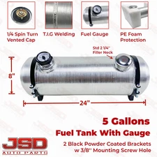5 Gallon 8x24 End Fill Aluminum Spun 1/4 NPT Gas Tank Fuel Tank With Site Gauge