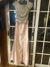 Terani Couture gown- Pink With Beaded And Sequinced Top