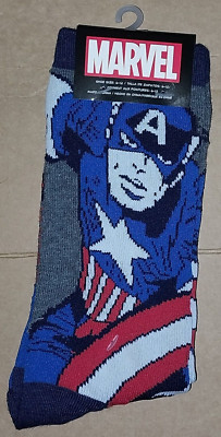 NEW 2 pairs Marvel Captain America Stance hyp Socks Size Large (6-12). NWT