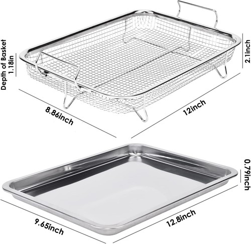 Air Fryer Basket for Oven - Stainless Steel Crisper Tray and Rack - Picture 4 of 4