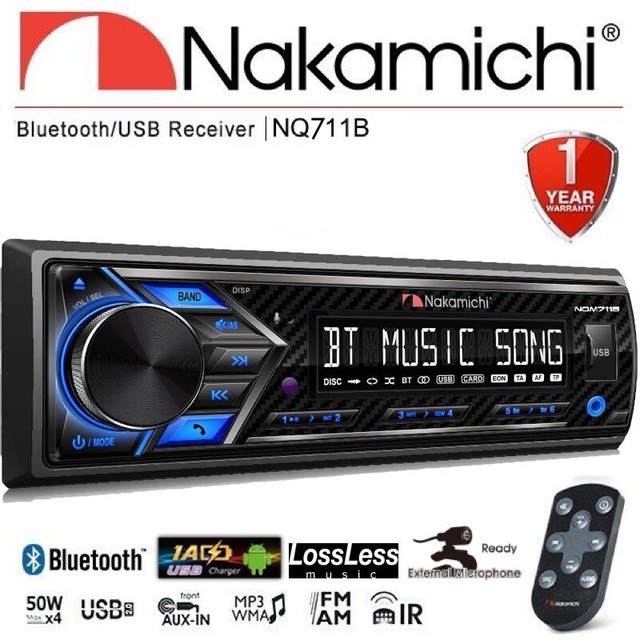 Car Stereo Receiver Nakamichi NQ711B, 1DIN, USB, BT, AUX, Apps Control ...