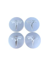 4 pcs Set of Tesla Wheel Center Hub Caps Satin Silver– 56mm Model 3, S, X, Y