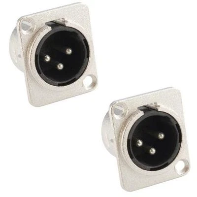 2x XLR male Einbaubuchse D-Typ 3-pol Einbaustecker Neutrik kompatibel 3-polig