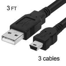 3 pack USB 2.0 3FT Black Cable Type A to Mini B Male to Male 5 PIN for Camera