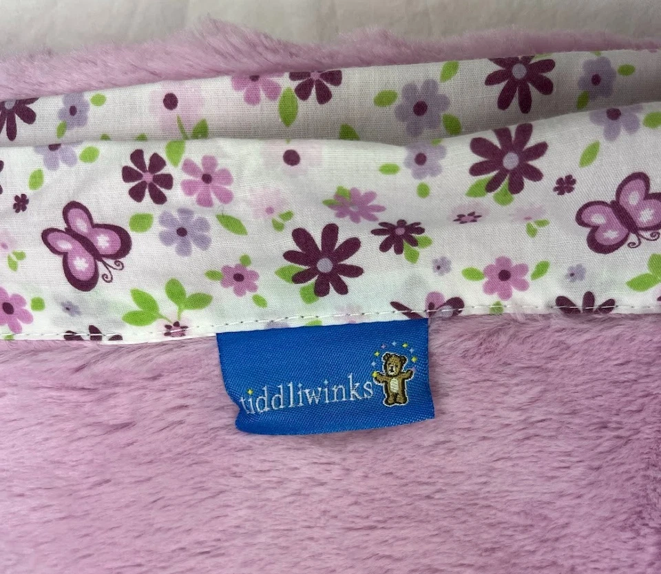 Tiddliwinks Púrpura Rosa Flor Mariposa Libélula Difícil de Encontrar Bebé Niña Manta Algodón Foto 3 de 4
