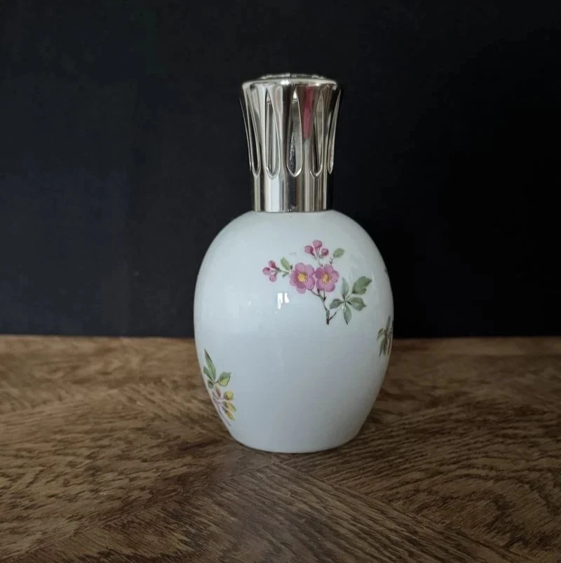 Lampe Berger H0 Limoges Teissonnière porcelaine oiseaux fleurs vintage - Photo 2/4