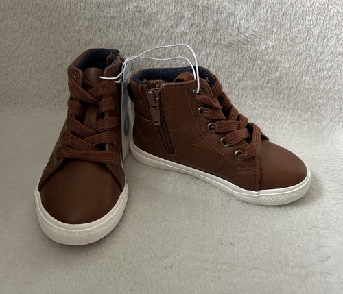 Cat & Jack Shoes Sneakers Mateo Toddler Boys Sz 8 High Tops Brown - 第 1/8 張圖片