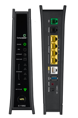 ZyXEL C1100Z w/ Cables [CenturyLink DSL Modem/Router, 802.11n Wi-Fi, 4-Port GbE]