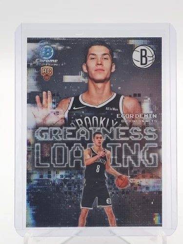 EGOR DEMIN 2025-26 BOWMAN CHROME GREATNESS LOADING ROOKIE REFRACTOR NETS Q6382