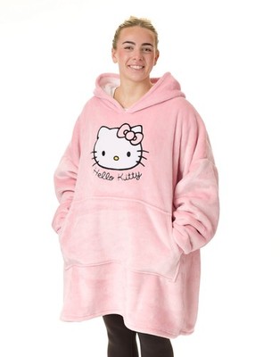 Hello Kitty Rosa Character Face Decke Hoodie Frauen
