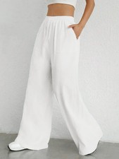 Women's Wide Leg Drawstring Pants High Waist Casual Loose Pocket Trousers