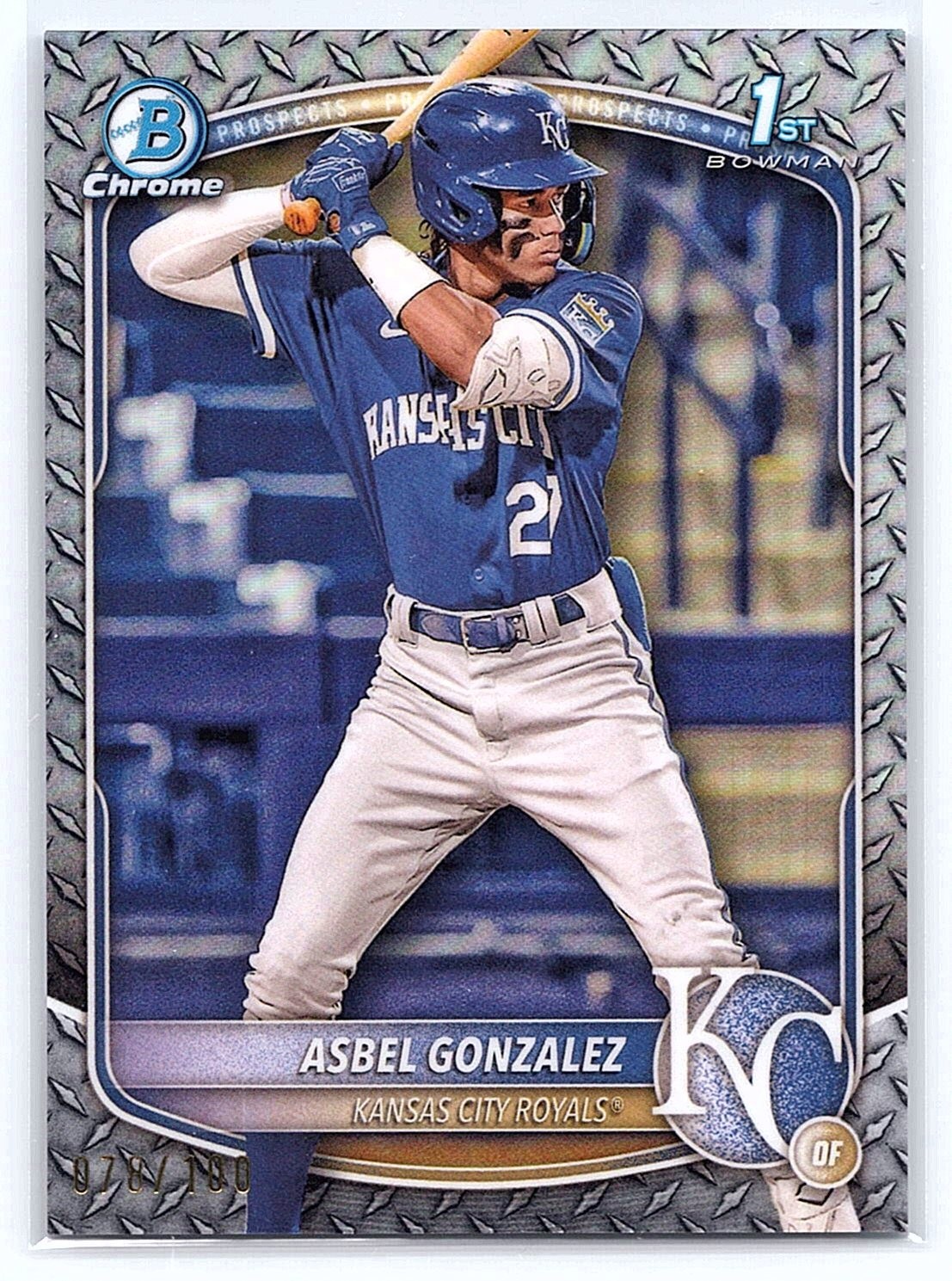 2025 Bowman #BCP-4 Asbel Gonzalez Chrome Prospects Steel Metal Refractor #/100