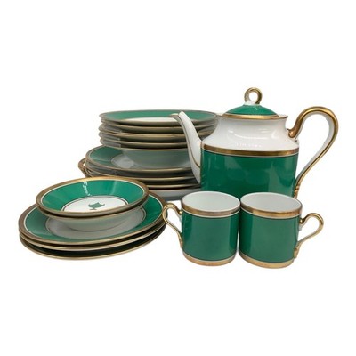Richard Ginori Impero Green Pot & Cup & Plate Set Tableware Italy