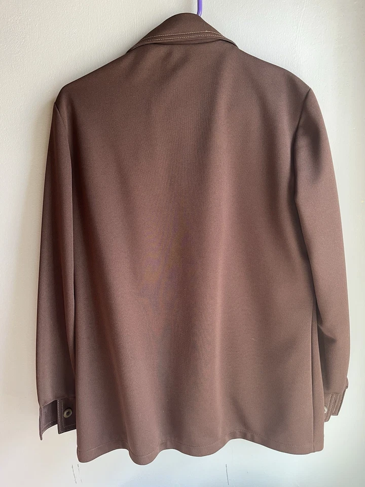 Jaqueta de Lazer Marrom Antiga Anos 70 | Estilo Ocidental | Tamanho 40 | Mod Cowboy Retrô | Prop - Imagem 2 de 4