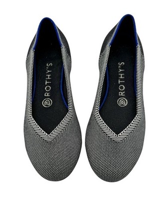 Rothy's The Flat Cloud Grey Birdseye Round Toe Ballet Grey White Size 7.5